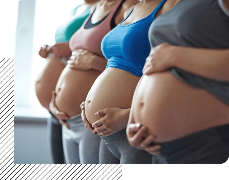 Pregnant women lined up in a row